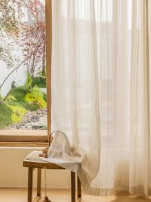 Striped Pattern Single Panel Sheer Curtain, Modern Polyester Light Filtering Privacy Sheer Curtain For Living Room And Bedroom - Multicolor - View 10