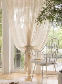 Striped Pattern Single Panel Sheer Curtain, Modern Polyester Light Filtering Privacy Sheer Curtain For Living Room And Bedroom - Multicolor - View 4