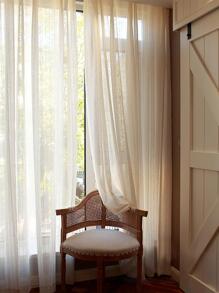 Striped Pattern Single Panel Sheer Curtain, Modern Polyester Light Filtering Privacy Sheer Curtain For Living Room And Bedroom - Multicolor - View 6