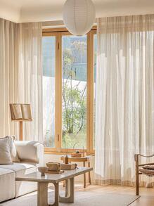 Striped Pattern Single Panel Sheer Curtain, Modern Polyester Light Filtering Privacy Sheer Curtain For Living Room And Bedroom - Multicolor - View 8