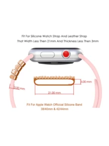 1 Bộ (5 chiếc) Dây đeo vòng trang trí đồng hồ thông minh 20mm tương thích, Dây đeo đồng hồ silicon tương thích với Apple Watch Series 9 8 7 6 5 4 3 2 1 45mm 44mm 42mm 41mm 40mm 38mm, Phụ kiện dây đeo đồng hồ kim loại đính kim cương (Không có dây đeo đồng hồ) - Hoa hồng vàng - Xem 2