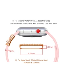 1 Bộ (5 chiếc) Vòng trang trí tương thích với dây đeo đồng hồ thông minh 20mm, Dây đeo đồng hồ bằng silicon tương thích với phụ kiện Apple Watch Series 9 8 7 6 5 4 3 2 1 45mm 44mm 42mm 41mm 40mm 38mm (Không có dây đeo đồng hồ) - Hoa hồng vàng - Xem 2