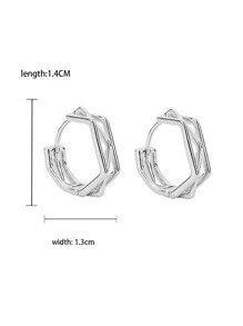 極簡圓耳環銅首飾類禮品 - 銀色 - 查看 3
