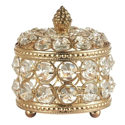 1 件复古奢华水晶大盒美容盒化妆品珠宝指甲收纳盒，情人节返校礼物