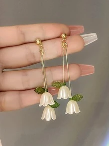 1 đôi bông tai thả trang trí hoa - Nhiều màu - Xem 1