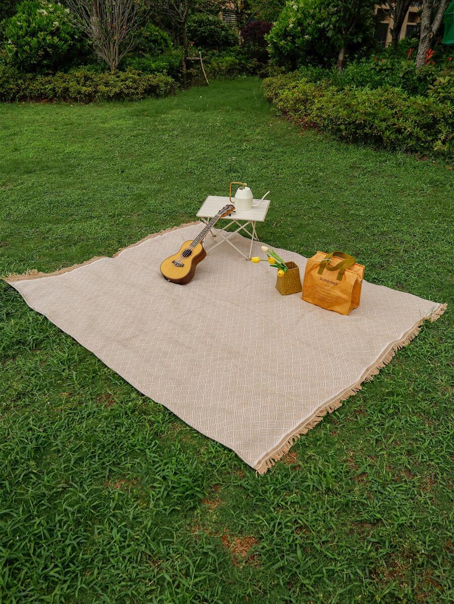 Miater 1Pc Họa Tiết Hình Học Nguyên Viền Thảm Dã Ngoại Ngoài Trời Cho Du Lịch - Màu be - Xem 1