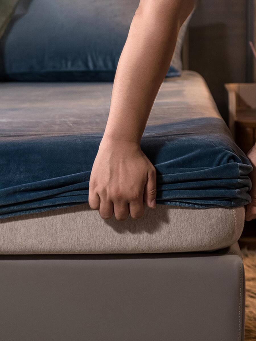 Solid Color Fitted Sheet Set Without Filler - Dusty Blue - View 1