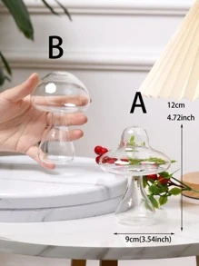 1 Bình Hoa Hình Nấm Trong Suốt, Bình Hoa Thủy Tinh Hiện Đại Trang Trí Nhà - Trong sáng - Xem 4