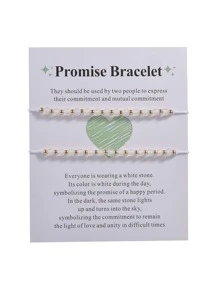 2 chiếc/bộ Bohemian Frosted Glow In The Dark Large Rice Beads Taiwan Wax Thread Woven Couple Bracelet dành cho nữ - trắng - Xem 2