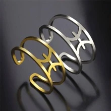 1只不鏽鋼空心十二生肖開口指環-情侶配對,時尚個性化珠寶首飾 - 銀色 - 查看 4