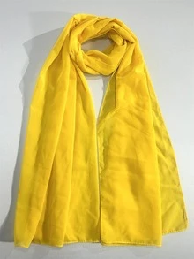 Solid Chiffon Scarf - Mustard Yellow - View 3