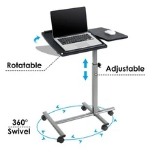 Costway Adjustable Angle & Height Rolling Laptop Notebook Desk Stand Over Sofa Bed Table - 黑色 - 查看 2