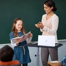 Costway Adjustable Angle & Height Rolling Laptop Notebook Desk Stand Over Sofa Bed Table - 黑色 - 查看 4