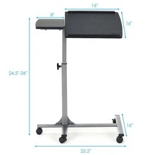 Costway Adjustable Angle & Height Rolling Laptop Notebook Desk Stand Over Sofa Bed Table - 黑色 - 查看 11