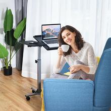 Costway Adjustable Angle & Height Rolling Laptop Notebook Desk Stand Over Sofa Bed Table - 黑色 - 查看 3