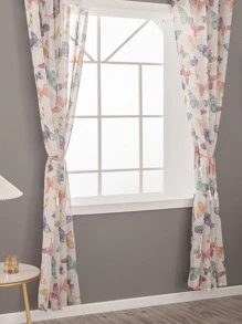 Rèm Sheer một tấm họa tiết bướm, Rèm Polyester hiện đại lọc ánh sáng riêng tư cho phòng khách và phòng ngủ - Nhiều màu - Xem 6