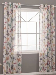 Rèm Sheer một tấm họa tiết bướm, Rèm Polyester hiện đại lọc ánh sáng riêng tư cho phòng khách và phòng ngủ - Nhiều màu - Xem 2