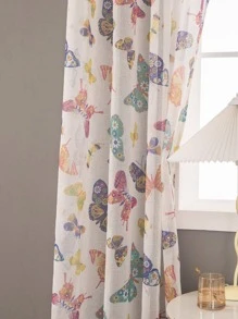 Rèm Sheer một tấm họa tiết bướm, Rèm Polyester hiện đại lọc ánh sáng riêng tư cho phòng khách và phòng ngủ - Nhiều màu - Xem 3