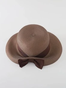 1 Phụ Nữ Nơ Trang Trí Thoải Mái Thời Trang Bucket Hat Cho Kỳ Nghỉ - màu nâu - Xem 3