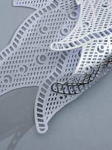 4 piezas Tapete de mesa en forma de árbol con abertura moderno PVC anti deslizante para casa - Plateado - Ver 4