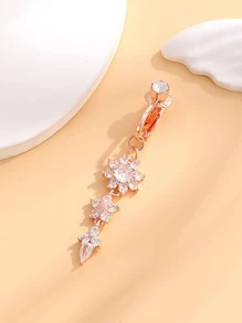 Vòng Bụng Đính Đá Cubic Zirconia Họa Tiết Hoa - Hoa hồng vàng - Xem 1