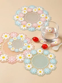 1入組花朵設計杯墊 - 粉色 - 查看 8