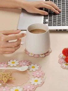 1入組花朵設計杯墊 - 粉色 - 查看 3