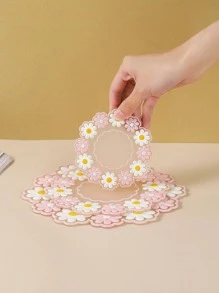 1入組花朵設計杯墊 - 粉色 - 查看 1