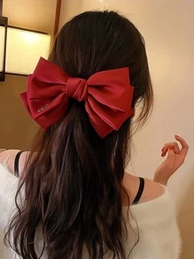 1 Nữ Chi Tiết Chữ Nơ Trang Trí Kẹp Tóc Thời Trang Trang Trí Tóc - Đỏ - Xem 2