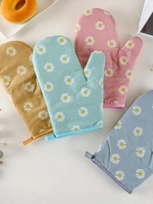 1pc Microwave Insulation Glove, Heat Resistant Oven Glove, High Temperature Kitchen Baking Glove With Colorful Leaf Pattern, Heat Insulation Baking/Oven/Grill Glove