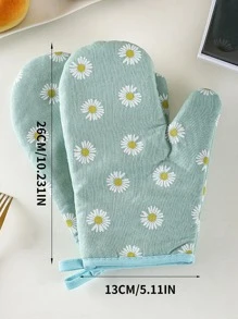 1pc Microwave Insulation Glove, Heat Resistant Oven Glove, High Temperature Kitchen Baking Glove With Colorful Leaf Pattern, Heat Insulation Baking/Oven/Grill Glove