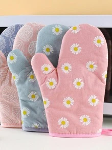 1pc Microwave Insulation Glove, Heat Resistant Oven Glove, High Temperature Kitchen Baking Glove With Colorful Leaf Pattern, Heat Insulation Baking/Oven/Grill Glove