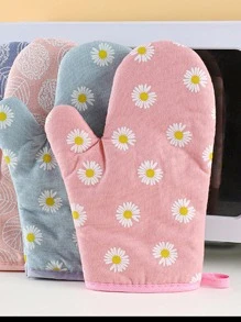 1pc Microwave Insulation Glove, Heat Resistant Oven Glove, High Temperature Kitchen Baking Glove With Colorful Leaf Pattern, Heat Insulation Baking/Oven/Grill Glove
