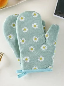 1pc Microwave Insulation Glove, Heat Resistant Oven Glove, High Temperature Kitchen Baking Glove With Colorful Leaf Pattern, Heat Insulation Baking/Oven/Grill Glove