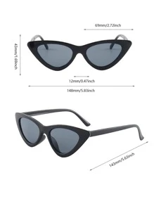1雙女性貓眼鏡框太陽鏡適用於日常生活 - 黑色 - 查看 4