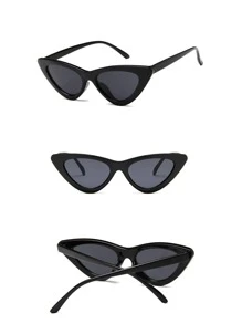 1雙女性貓眼鏡框太陽鏡適用於日常生活 - 黑色 - 查看 3