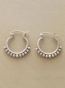 Pendientes de aro con diseño de cuenta - Plateado - Ver 2