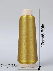 1pc Hand Embroidery Thread, Gold Polyester Cross Stitch Thread, For DIY Sewing - Gold - View 3