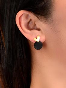 Heart & Round Drop Earrings Valentines,Mom,Mother,Mother's Day,Gift - Black - View 3