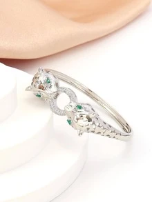 Vòng tay trang trí bằng đá khối Zirconia - Bạc - Xem 3
