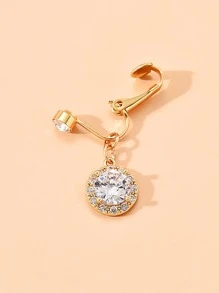 Piercing perfecto Cuff de ombligo con decoración redonda de circonitas cúbicas acero inxodable para mujeres y hombres No se necesita perforación Joyería para el cuerpo del tabique - Amarillo Oro - Ver 3