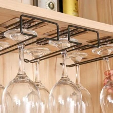 1pc Cabinet Hanging Glass Rack - Black - View 1