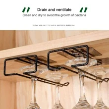 1pc Cabinet Hanging Glass Rack - Black - View 4