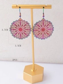 Hollow Out Drop Earrings - Multicolor - View 3