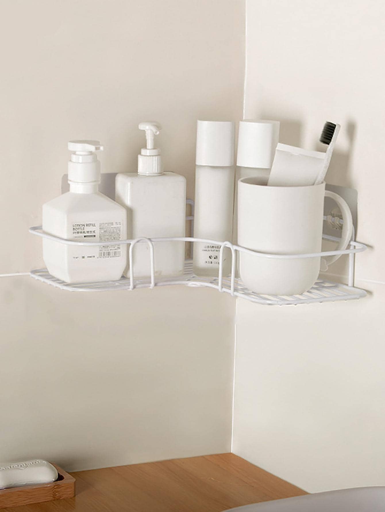 1pc Wall Mounted Storage Rack - White - View 1