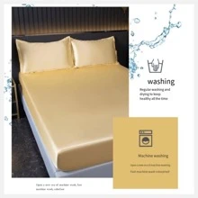 1 Màu Đen Tấm Hiện Đại Satin Mềm Trang Bị Đáy Tấm Cho Hộ Gia Đình - màu đen - Xem 6