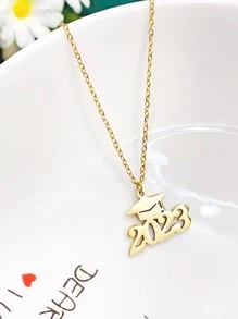 男士數字吊墜項鍊,適用於首飾類禮品和派對 - 金黃色 - 查看 1