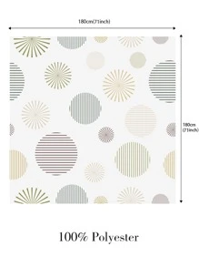 1pc Geometric Pattern Shower Curtain, Modern Polyester Waterproof Shower Curtain For Bathroom - Multicolor - View 2