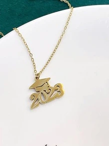 男士數字吊墜項鍊,適用於首飾類禮品和派對 - 金黃色 - 查看 2