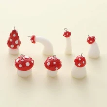 8入組/套隨機蘑菇DIY吊墜 - 彩色 - 查看 1